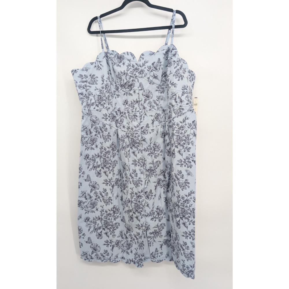 NWT Anthropologie Slim Scalloped Front-Slit Corset Dress Sz Plus 24W Blue #NB463 - Picture 2 of 12